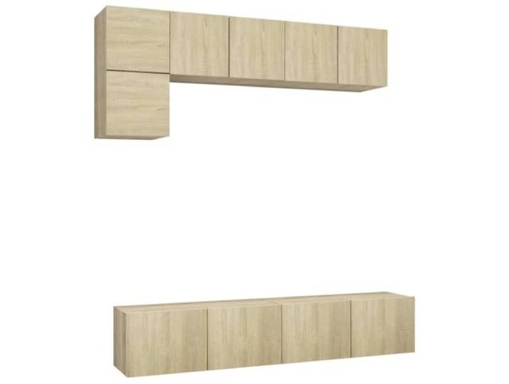 LKJephalotrop 5-TLG TV-Schrank Set Wandmontage Sonoma-Eiche Holzwerkstoff Platzsparende Wandboards fürs Wohnzimmer mit viel Stauraum, pflegeleichter Oberfläche und flexibler Anordnung im Raum.