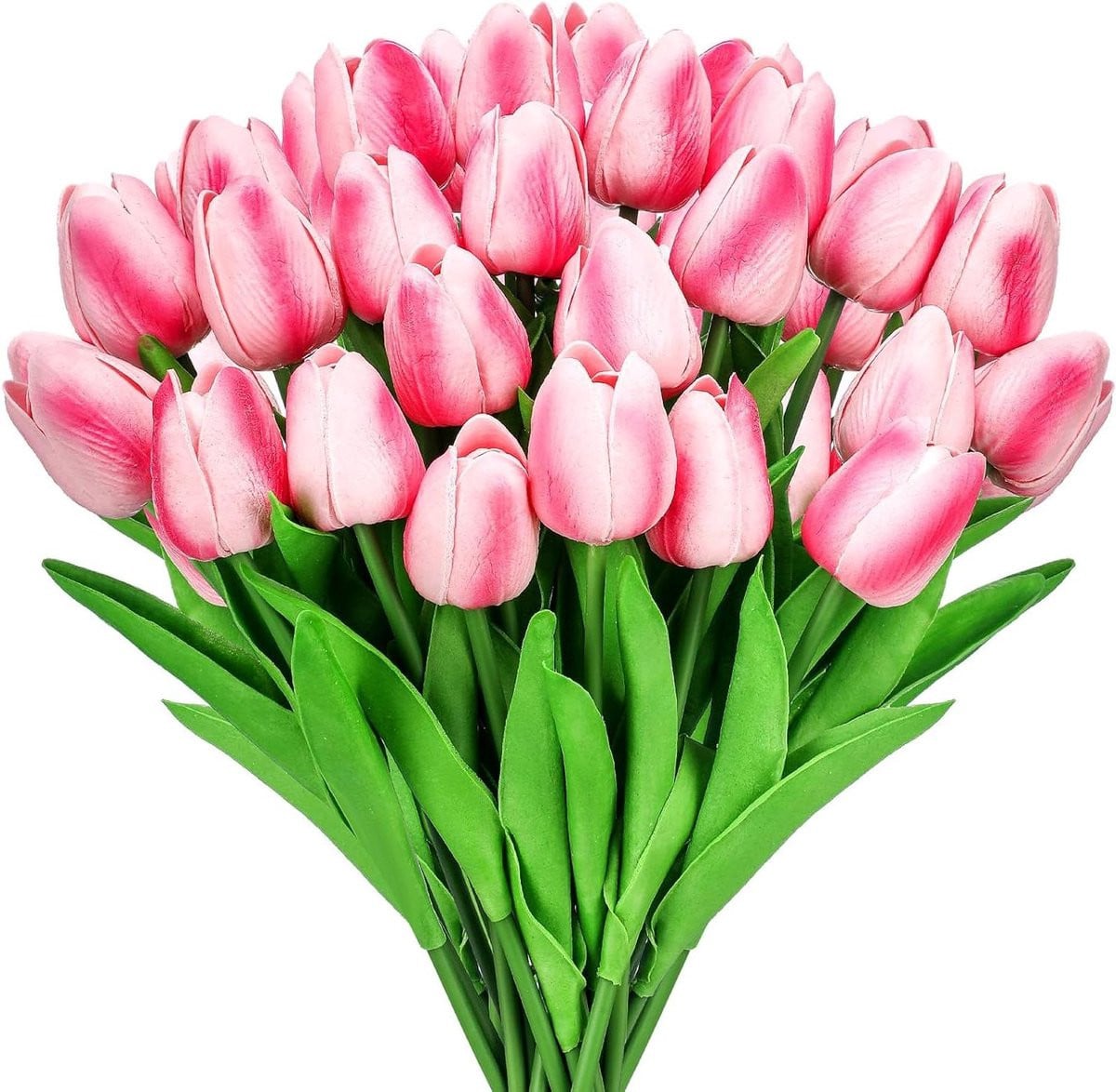 Kunsttulpen Boeket Roze - 30 Stuks Real Touch Nepbloemen Decoratie - 34 cm