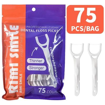 75PCS Professional Dental Floss Picks High Tenacity Posterior Floss Rods 75 Pcs