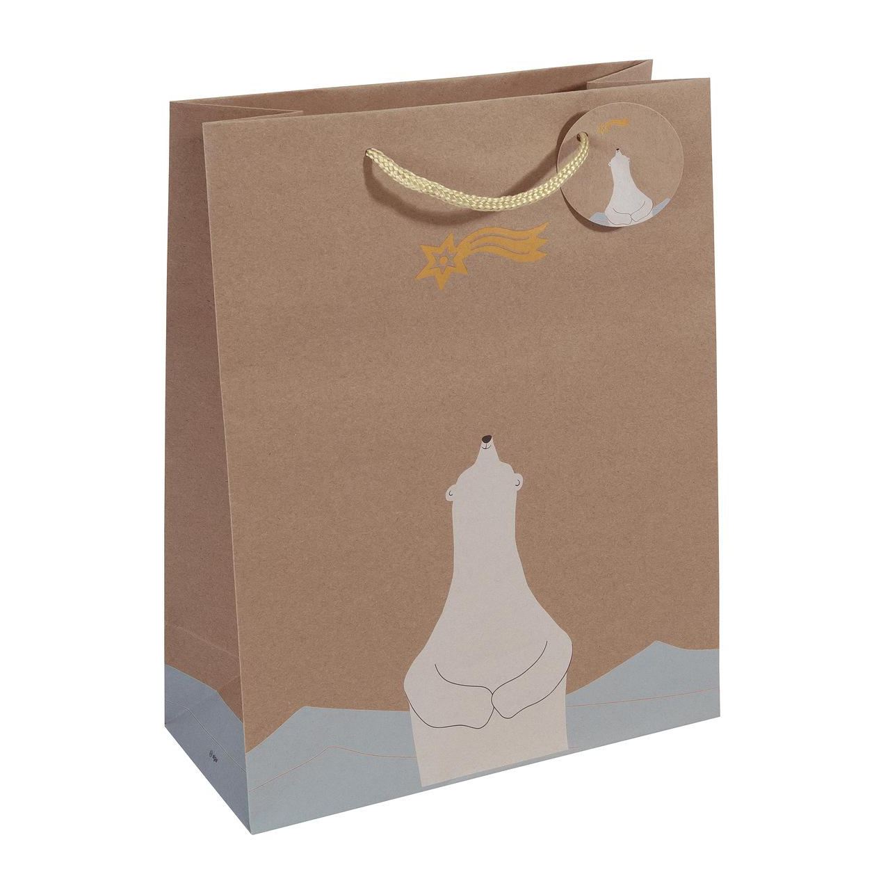 SIGEL 5 Geschenktaschen Polar bear with shooting star Motiv 26,0 x 33,0 cm