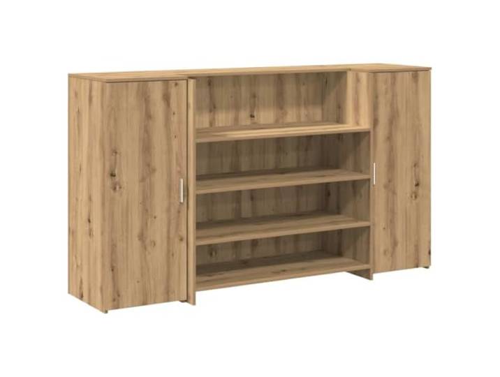 HKLGBVCR Empfangsschreibtisch, Eiche, handgefertigt, 180 x 50 x 103,5 cm Integrierte Theke, Stauraum, Holz, Empfang, Geschäft, Hotel, Klinik, Wandmontage