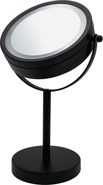 Ridder DAISY make-upspiegel met LED-verlichting, dubbelzijdig, zwart, diameter: 150 mm