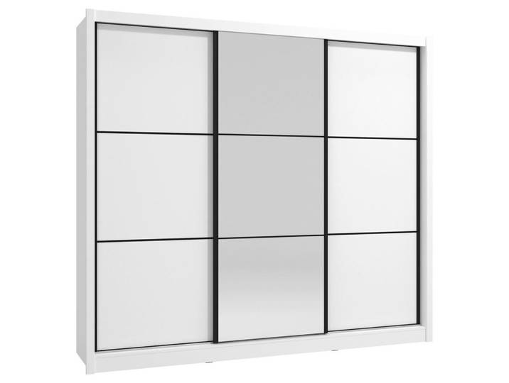 Xora Schiebetürenschrank, Weiß, Glas, 9 Fächer, 242x215.5x60 cm, Typenauswahl, Schrankfront mit Spiegel, Schlafzimmer, Kleiderschränke, Kleiderschränke mit Spiegel