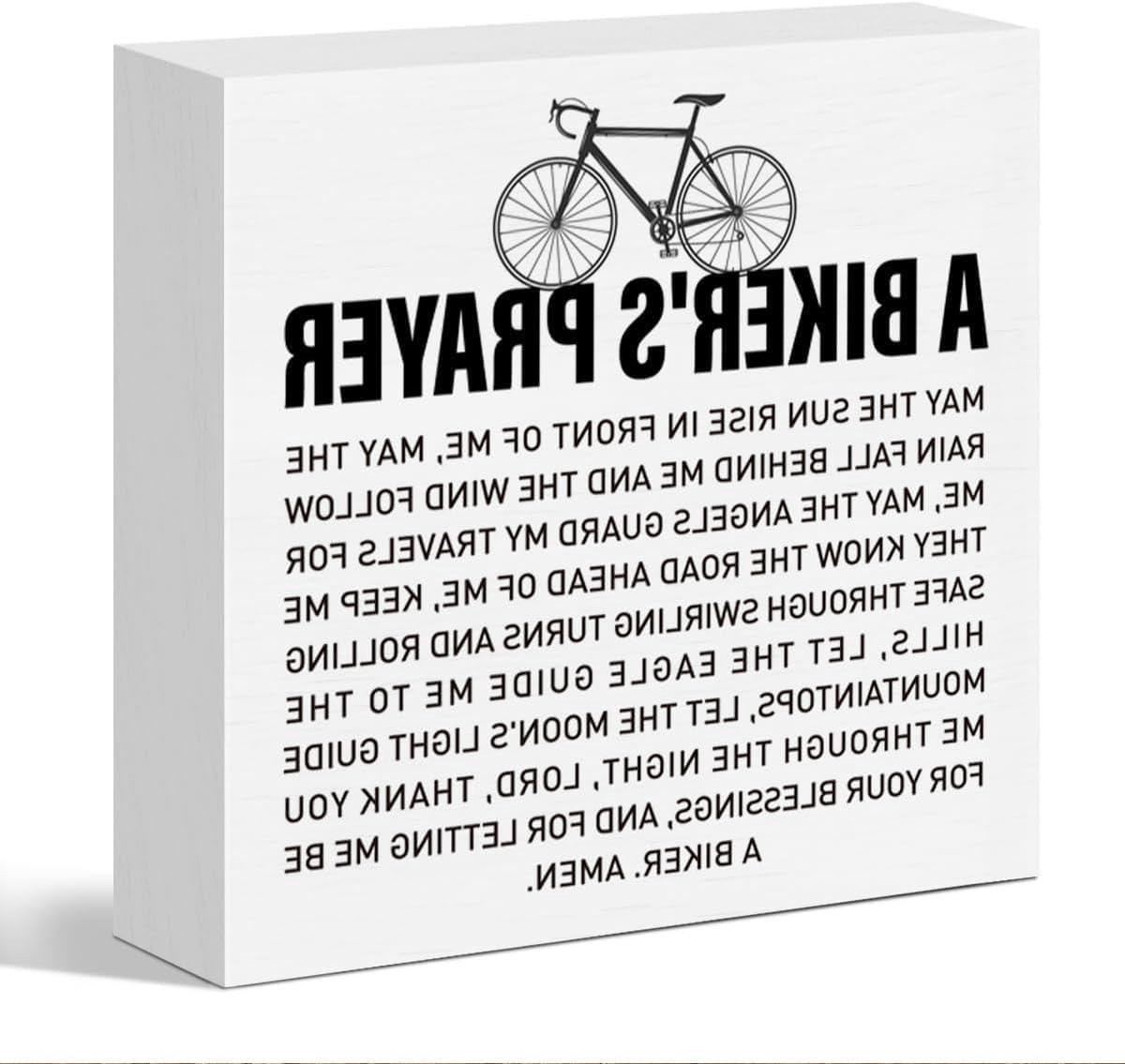 Houten Gebedsdoos met Fiets Grafisch Design - Wit - 17,8 x 17,8 cm