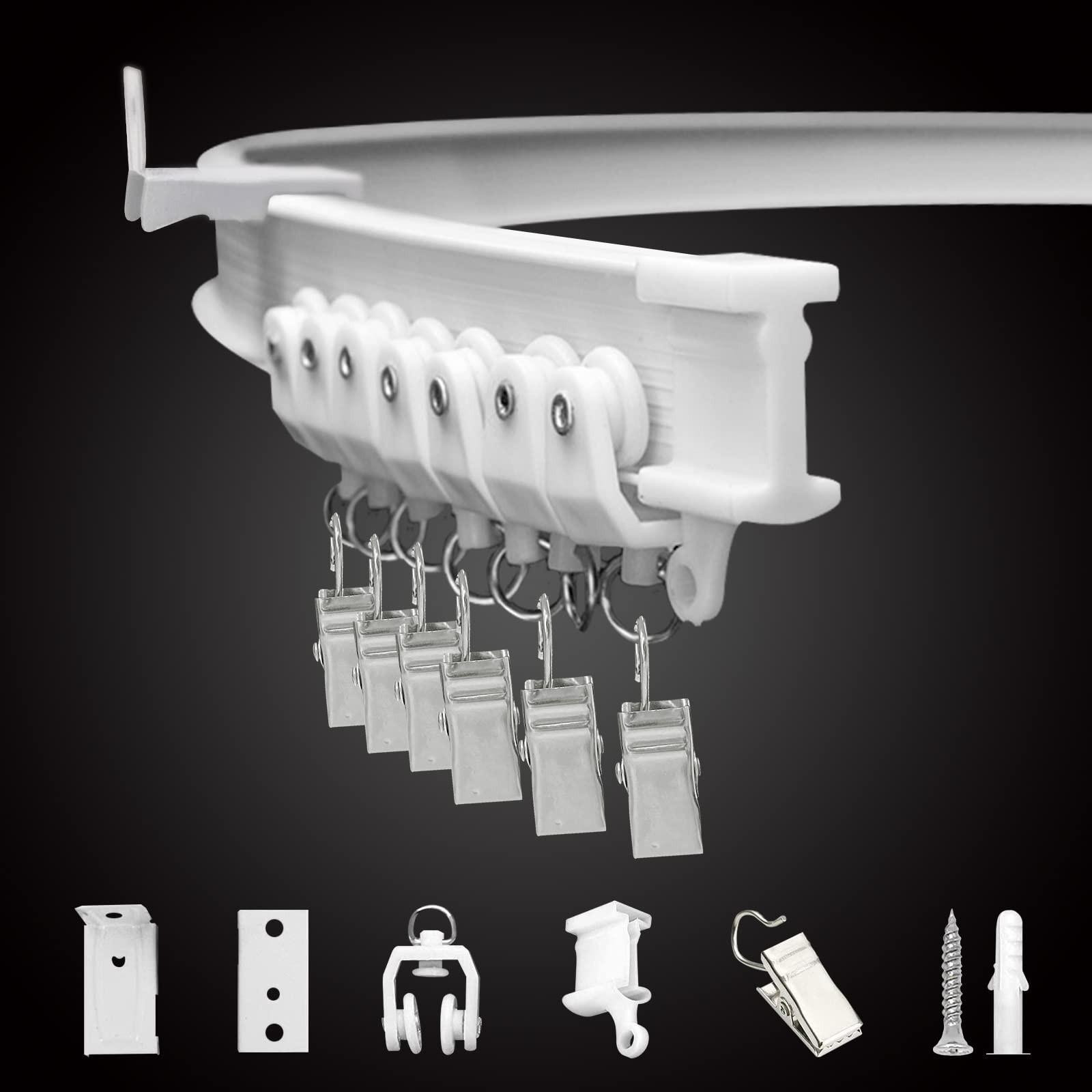 Flexibel Gordijnroedesysteem van 3 meter voor montage aan plafond of muur inclusief complete accessoires
