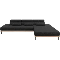 ELEKTRISCHES ECKSOFA Rechts MONA 316x205x85 Schwarz Velours