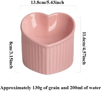 Inspire Picks Slanted Ceramic Cat Bowl With Elevated Anti Tip Feeding Stand love Pink