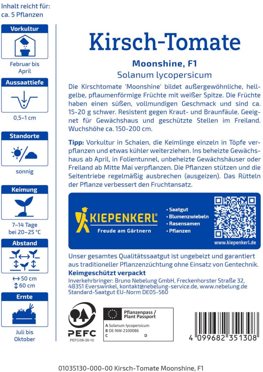 Kiepenkerl Profi-Line Saatgut Kirsch-Tomaten Moonshine für ca. 5 Pflanzen