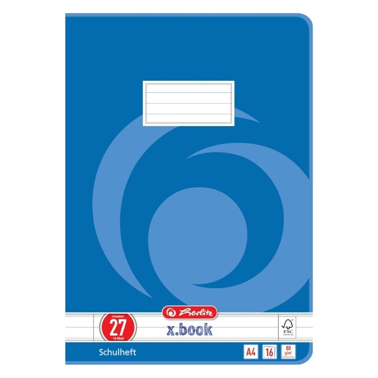 Herlitz Schulheft X-Book, DIN A4, Lineatur 27 (A4, Liniert) (3322708)