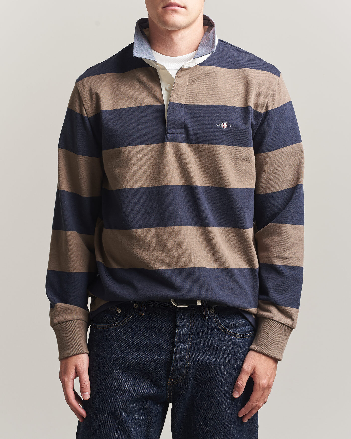 Gant Chambray Barstriped Rugger Faded Taupe men XL Beige