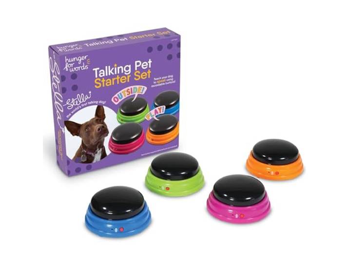 Hunger for Words Talking Pet starterset, beschrijfbare knoppen voor honden, pratende hondenknoppen, leer je hond praten