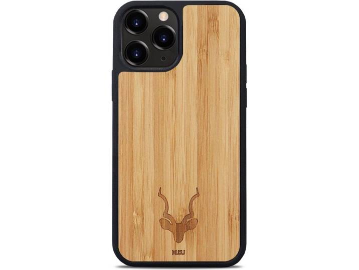 Kudu iPhone 13 Pro - Houten backcover - Handgemaakt - Bamboe - Zwart