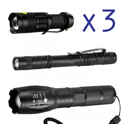 LED Flashlight Set, High Powered, Zoomable & 5 Mode In Robust Aluminum LED Flashlight Set, High Powered, Zoomable & 5 Mode In Robust Aluminum