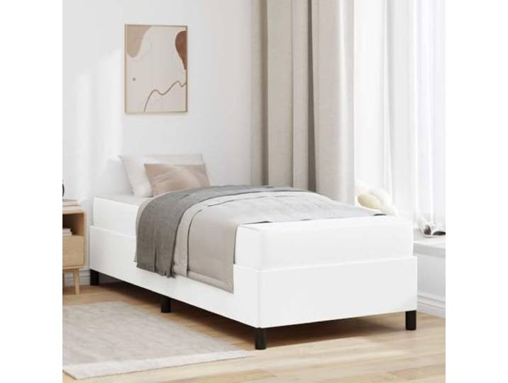 YUOTYRKTEJRSG Stabile Holzwerkstoffe Modernes Design 80 x 200 cm Weiß Bettrahmen mit Matratze Weiß 80 x 200 cm Stoff Einzelbett mit Lattenrost und Taschenfederkernmatratze Stabil Schlafzimmer