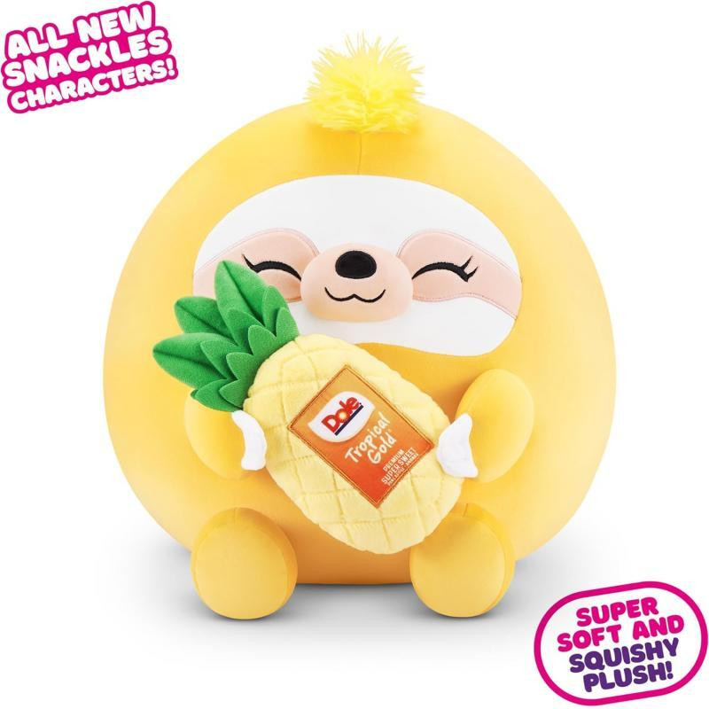 Zuru Snackles Luiaard Geel met Dole Ananas Knuffel 41 cm
