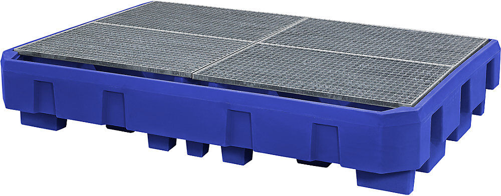 PE-Auffangwanne, für 2 IBC/KTC-Container, Auffangvolumen 1000 l, mit Rost asecos