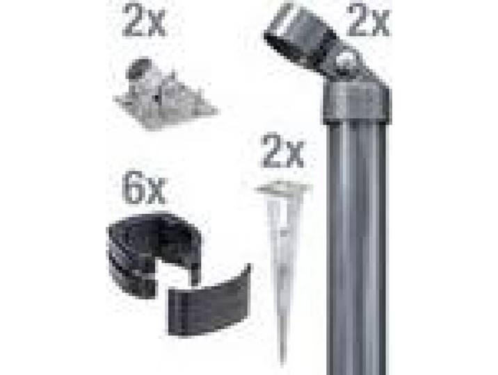 Alberts Zauneck-Set für Schweißgitter Fix-Clip Pro® anthrazit mit Einschlagbodenhülsen Zaunhöhe 810 mm