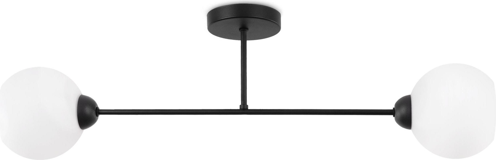 LIGHT HOME LH ASTURIA zwarte plafondlamp met 2 witte platte lampenkappen en E27 fitting