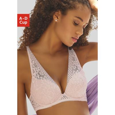 Push-up-BH VIVANCE, Damen, Gr. 70, Cup C, beige (puder), Microtouch, Obermaterial: 60% Polyamid, 35% Polyester, 5% Elasthan, BHs Push-up-BH, Dessous im hübschen Spitzen-Mix, Dessous