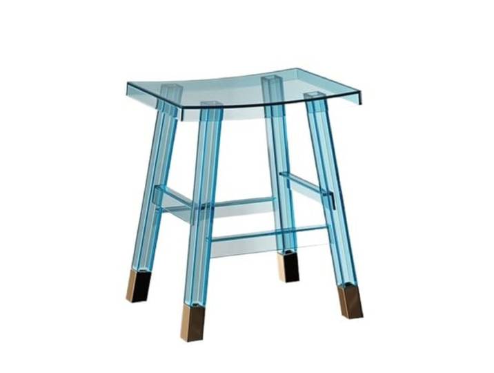 YANG11FAN Vielseitig Transparenter rechteckiger Hocker, Balkon, Küche, Schlafzimmer, Ruhehocker(Blue)