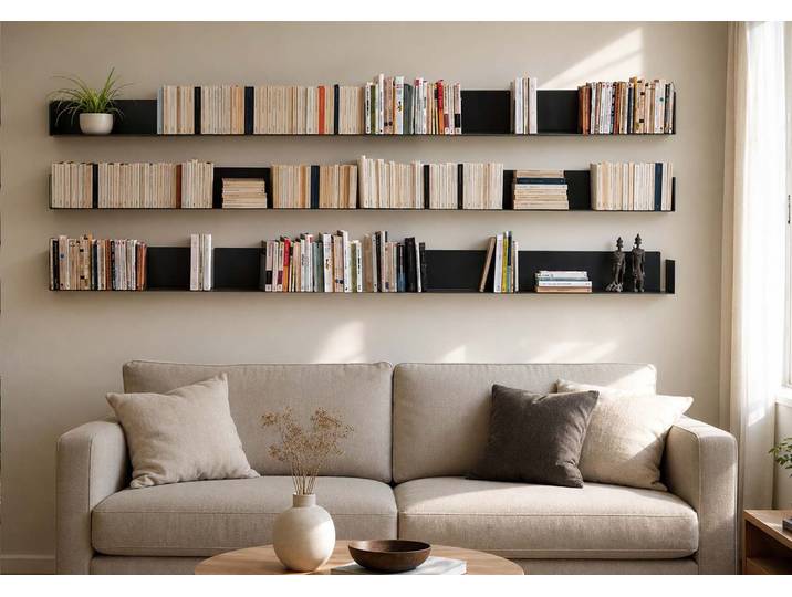 Bibliothèque murale grise 60 x 15 cm - étagère bibliothèque - lot de 12 - teebooks