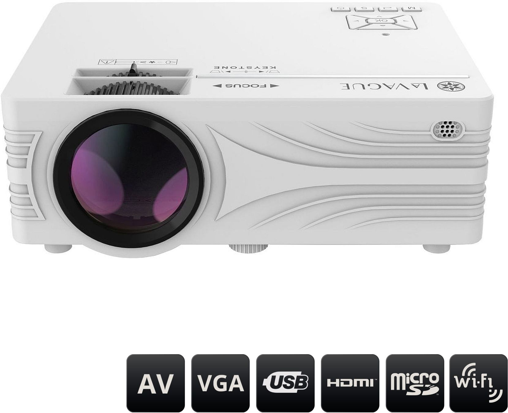 LA VAGUE LED-Beamer "LED-Projektor inkl. LV-STA100FP LV-HD240 Wi-Fi BUNDLE", weiß, Beamer, LED-Beamer