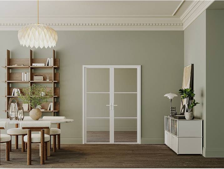 Tür-Set - zwei Flügel - wendbar - Aluminium & Sicherheitsglas - 2 x 204 x 73 cm - Weiß - MASERU