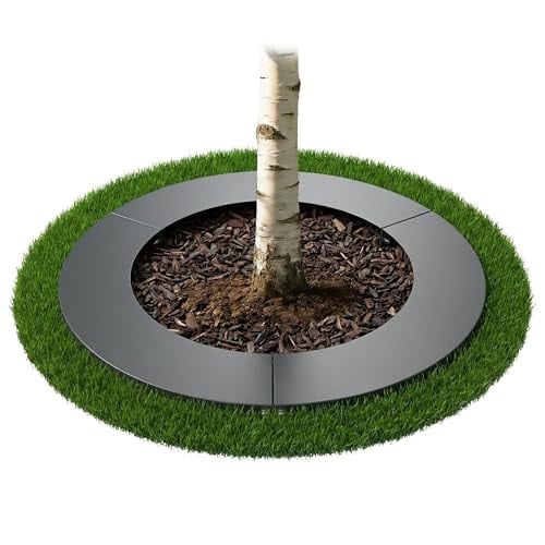 Relaxdays Boomring Grasrand voor Bomen en Struiken, Antraciet, Diameter: 90 cm, Verzinkt Staal