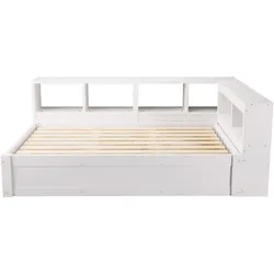 STILVORA Multifunktionsbett Holzwerkstoff Weiß 90x200 cm mit LED, Stauraum und Steckdose