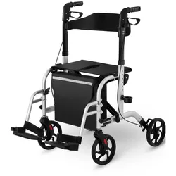 Uniprodo Rollator-Rollstuhl 2-in-1 - silber - 120 kg