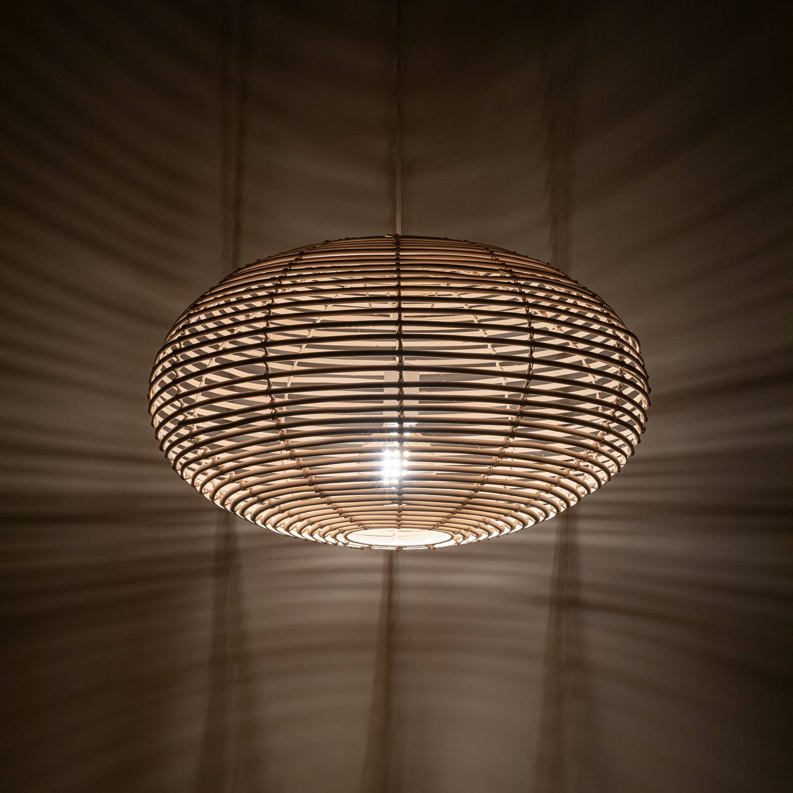 Hängelampe RATTAN Nowodvorski Lighting, dimmbar, Holz hell, für Wohn- / Esszimmer, Holz, Pendelleuchte