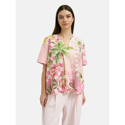 Kurzarmbluse SMITH & SOUL, Damen, Gr. M, bunt (rose powder), Web, Material: 100% Baumwolle, bedruckt, regular fit normal, Rundhals, gerader Abschluss, Blusen, aus Baumwolle