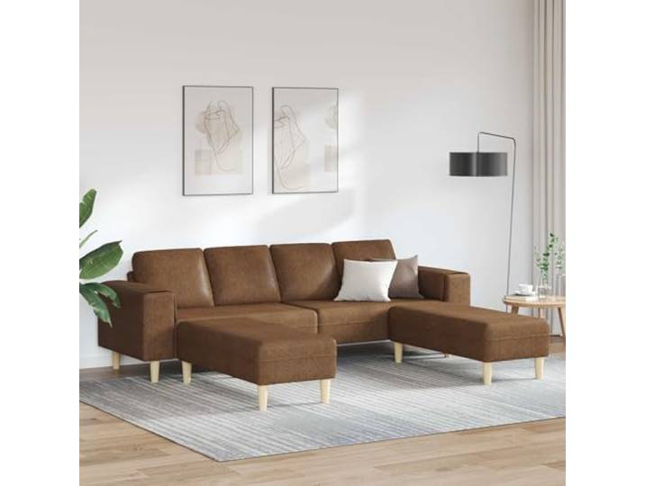 pokgdf Wohnzimmer Couch 3 STK. Braun Polyesterbezug, Schaumkissen, Sperrholzrahmen, Pflegeleicht, 2-Personen-Aufbau