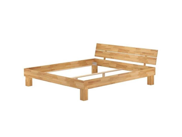 Lit adulte en hêtre naturel 160x200 style moderne structure de lit sans literie 60.80-16oR