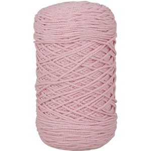 Rayher Häkelgarn 42009270 Braidy Recycling Garn 2 mm puderrosa, 250 g / 250 m, Nadelstärke 2-4, Baumwolle/Polyester