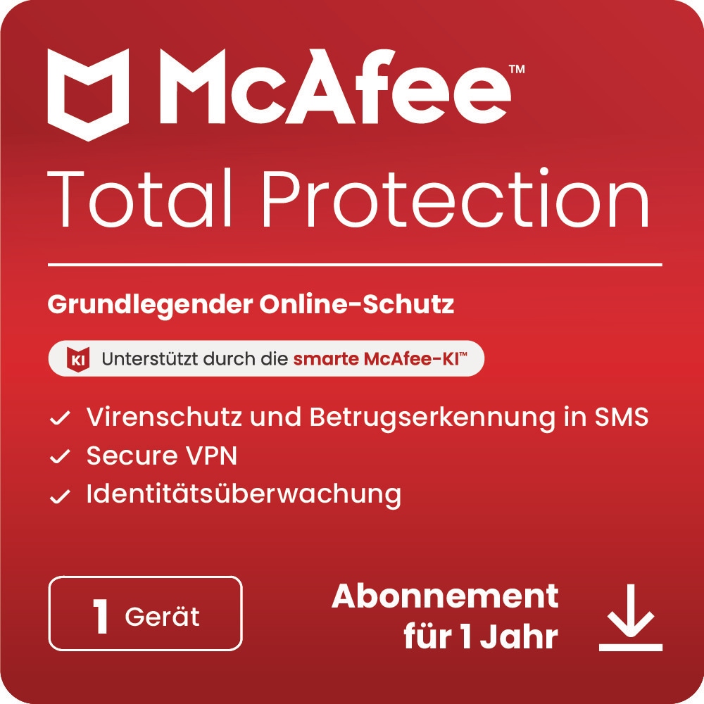 McAfee Total Protection | Download & Produktschlüssel MTP00GNR1RDD