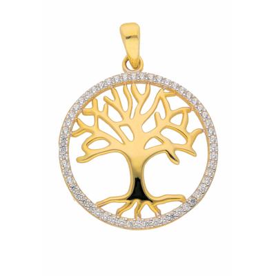 Kettenanhänger ADELIA´S "Anhänger Baum des Lebens 333 Gold ( 8K ) mit Zirkonia", gold (silber), Schmuckanhänger, Damen, mit Zirkonia, Gold, Kettenanhänger, Goldanhänger Lebensbaum