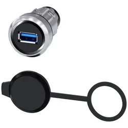 Siemens 3SU1950-0GA80-0AA0 USB-Anschluss, 22 mm, Metall hochglanz, silber 3SU19500GA800AA0