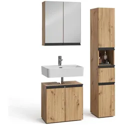 Vicco, Badmöbelset, Badmöbel-Set Torren, Artisan, 3 Teile, mit Hochschrank