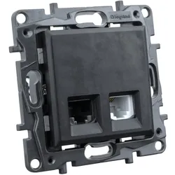Computersteckdose RJ45 + Telefonsteckdose RJ11 schwarz Niloe Step 863556