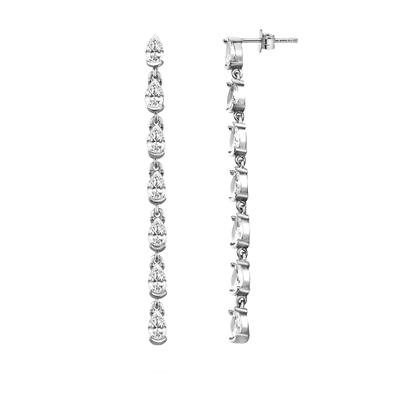 Paar Ohrhänger DKENIZ "925/- Sterling Silber rhodiniert Glänzend 5cm Zirkonia Weiß", weiß (weiß, weiß), Ohrringe, Damen, one-size, Silber 925 (Sterlingsilber)