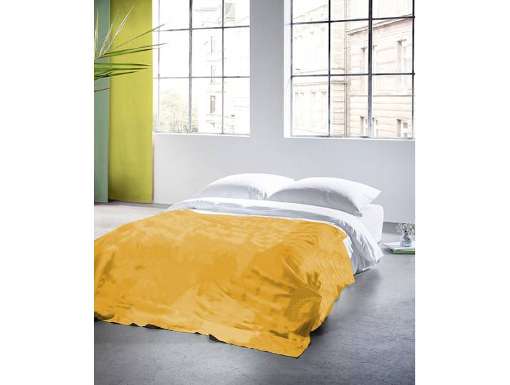 Plaid FLEURESSE Plaid , gelb (lemon, gelb), B:180cm L:270cm, Baumwolle, Leinen, Wohndecken, Plaid, Halbleinen, in Gr. 180x270 cm, Plaid