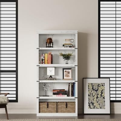 Garvee "67.4"" Wooden 5-Tier Bookcase, Open Display Storage Bookshelf"