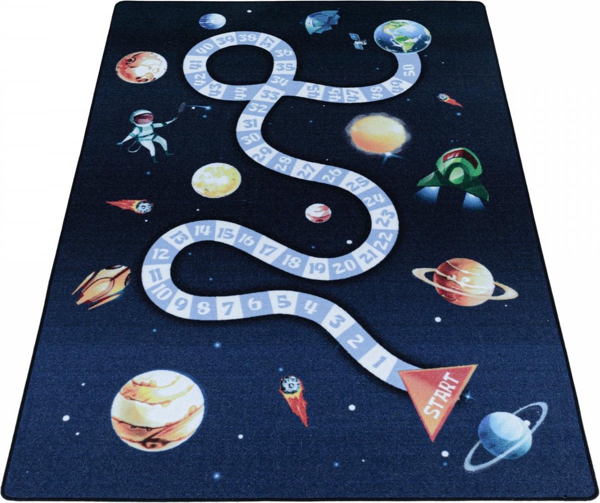 Vrolijk kinderkamer vloerkleed Play Planets, rechthoekig, 160 x 230 cm