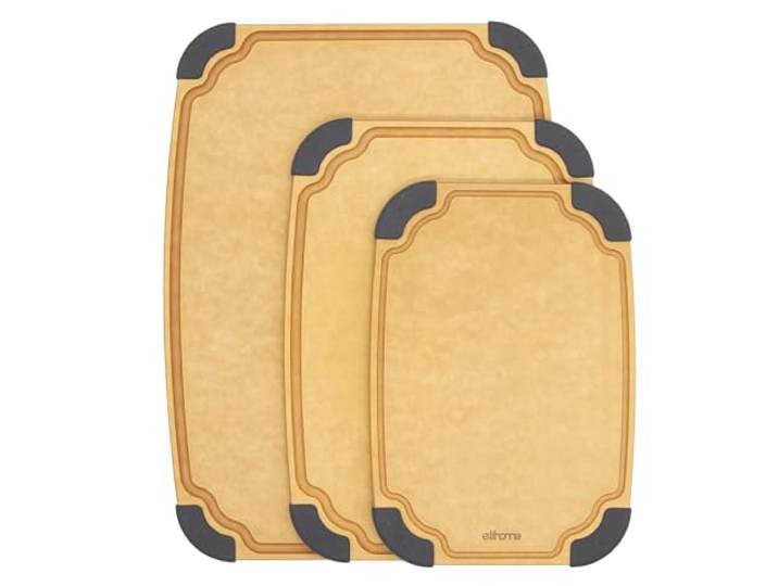 Elihome 3-in-1-Schneidebrett-Set, messerfreundlich, spülmaschinenfest, Saftrille, wendbar, nicht porös, umweltfreundlich, 3er-Set