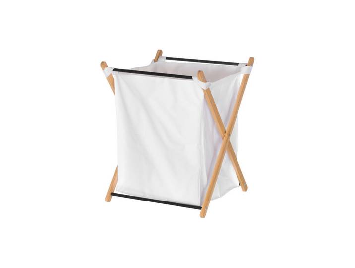 Wäschekorb Bambusgestell, Weiß, 45x55x42 cm, Haushalt & Reinigung, Wäschepflege, Wäschekörbe & Wäschetonnen