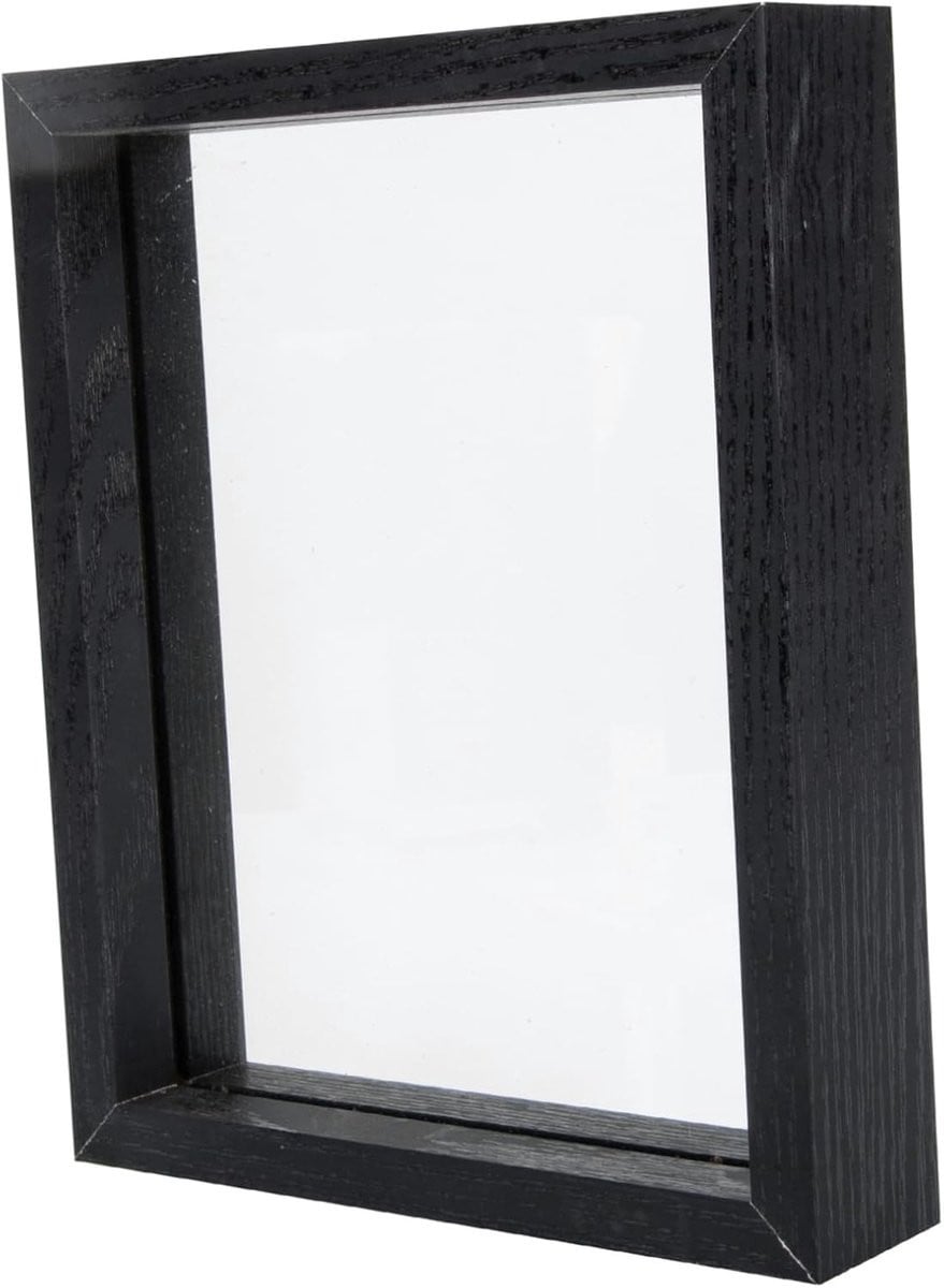 Dubbelzijdige Displaybox Fotolijst Specimenvitrine - Houten Decoratieve Displaystandaard - 8 Inch - Zwart