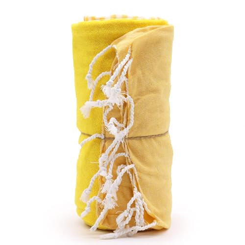Ancient Wisdom Cotton Pario Handdoek - Sunny Yellow - 100 x 180 cm
