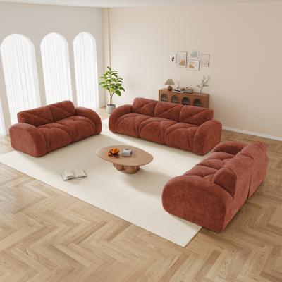 GDFStudio - Velvet 3-Piece Modular Sofa Set with 32D High Density Sponge Oversized Deep Seat