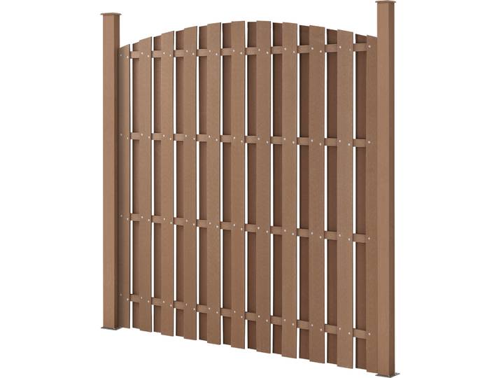 Clôture de jardin WPC Clôture pare-vue Clôture brise-vent Clôture à lamelles 180x(165-180)cm Ronde [nouveau.bois]
